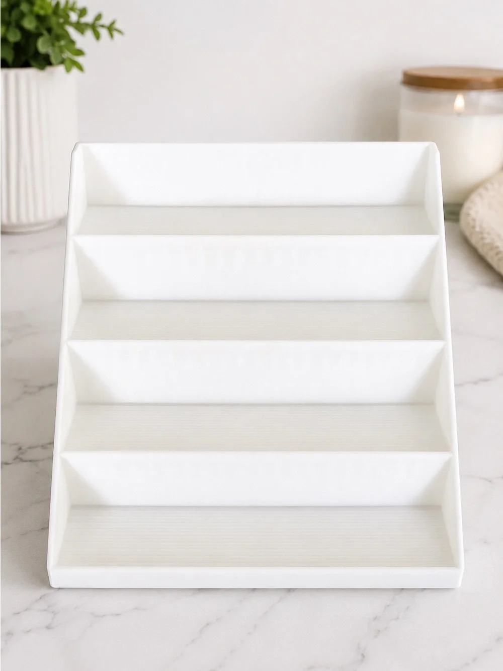 White Nail Polish Display Stand 4-Tier Organizer Rack | Holds Gel Polish Bottles